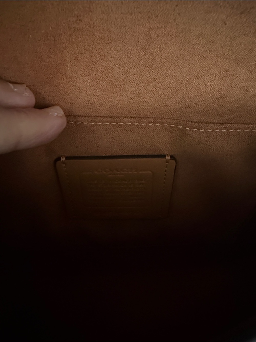 Coach Pebbled Amelia saddle Leather Crossbody Bag in dark stone color. - Picture 7 of 7